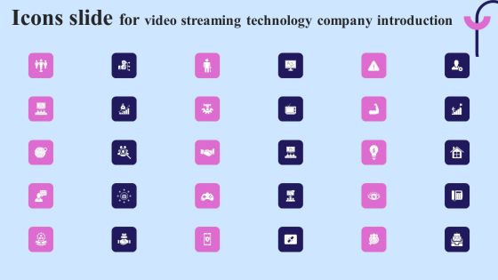Icons Slide For Video Streaming Technology Company Introduction Rules PDF