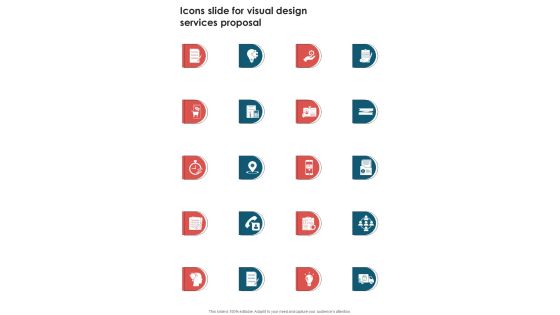 Icons Slide For Visual Design Services Proposal One Pager Sample Example Document Icons Slide For Visual Design Services Proposal One Pager Sample Example Document