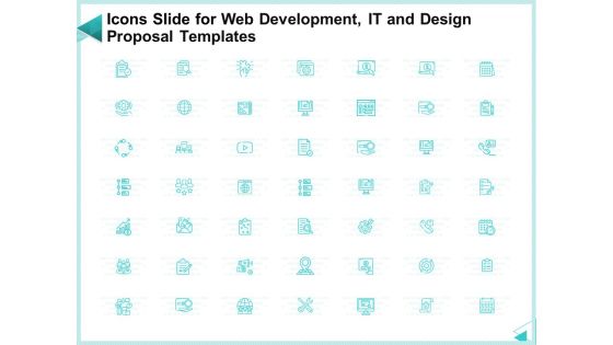 Icons Slide For Web Development IT And Design Proposal Templates Background PDF Icons Slide For Web Development IT And Design Proposal Templates Background PDF