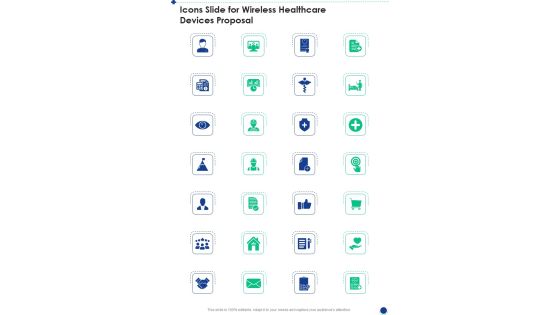 Icons Slide For Wireless Healthcare Devices Proposal One Pager Sample Example Document Icons Slide For Wireless Healthcare Devices Proposal One Pager Sample Example Document