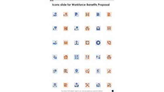Icons Slide For Workforce Benefits Proposal One Pager Sample Example Document Icons Slide For Workforce Benefits Proposal One Pager Sample Example Document