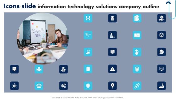 Icons Slide Information Technology Solutions Company Outline Inspiration PDF