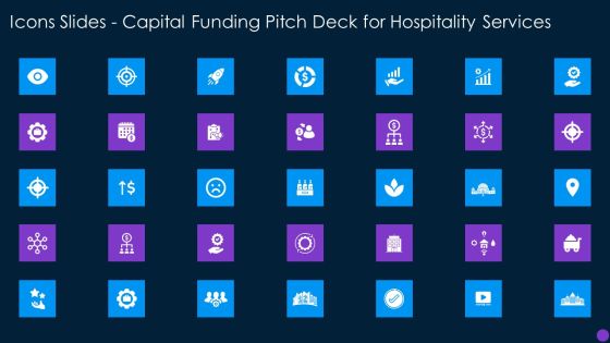 Icons Slides Capital Funding Pitch Deck For Hospitality Services Icons PDF