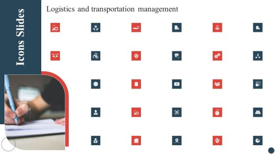 Icons Slides Logistics And Transportation Management Slide Download PDF