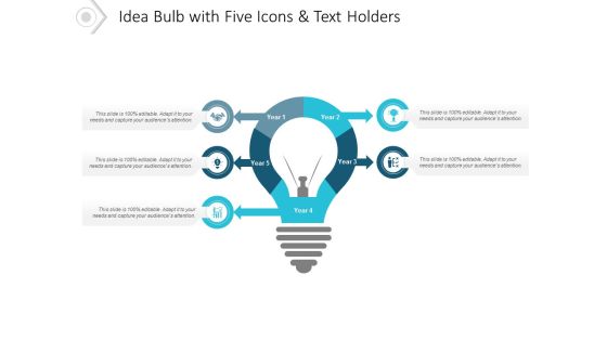 Idea Bulb With Five Icons And Text Holders Ppt PowerPoint Presentation Ideas Gallery Idea Bulb With Five Icons And Text Holders Ppt PowerPoint Presentation Ideas Gallery