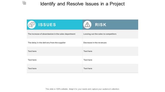 Identify And Resolve Issues In A Project Ppt PowerPoint Presentation Outline Slides Identify And Resolve Issues In A Project Ppt PowerPoint Presentation Outline Slides