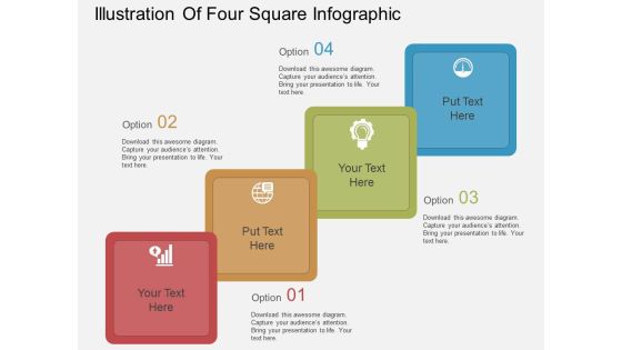 Illustration Of Four Square Infographic Powerpoint Templates