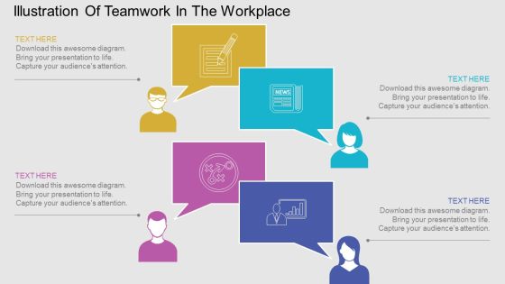 Illustration Of Teamwork In The Workplace Powerpoint Template Illustration Of Teamwork In The Workplace Powerpoint Template