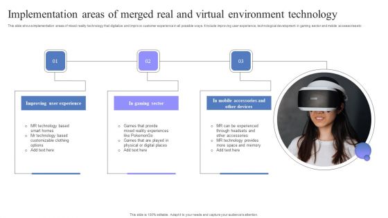 Implementation Areas Of Merged Real And Virtual Environment Technology Infographics PDF Implementation Areas Of Merged Real And Virtual Environment Technology Infographics PDF