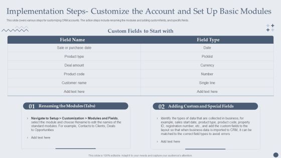 Implementation Steps Customize The Account And Set Up Basic Modules Formats PDF Implementation Steps Customize The Account And Set Up Basic Modules Formats PDF
