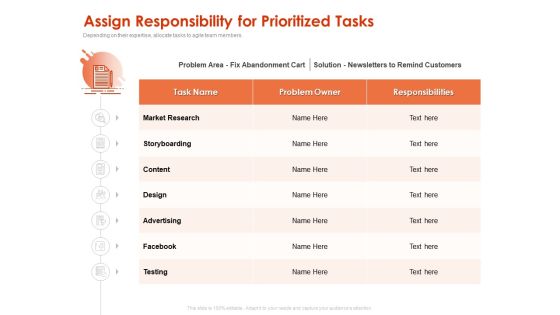 Implementing Agile Marketing In Your Organization Assign Responsibility For Prioritized Tasks Ppt Show Model PDF