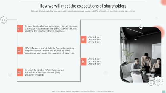Implementing BPM Tool To Enhance Operational Efficiency How We Will Meet The Expectations Of Shareholders Portrait PDF Implementing BPM Tool To Enhance Operational Efficiency How We Will Meet The Expectations Of Shareholders Portrait PDF