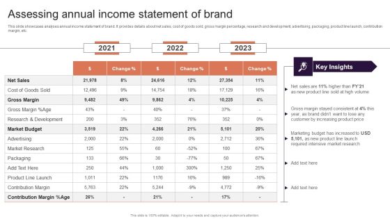 Implementing Brand Extension Initiatives For Apple Company Assessing Annual Income Statement Of Brand Designs PDF
