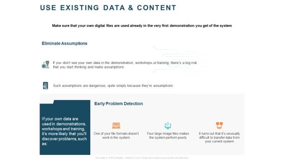 Implementing Digital Asset Management Use Existing Data And Content Ppt Pictures Slides PDF Implementing Digital Asset Management Use Existing Data And Content Ppt Pictures Slides PDF