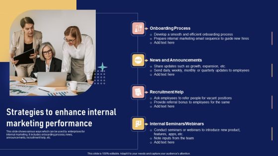 Implementing Internal Marketing Strategies To Enhance Internal Marketing Performance Icons PDF Implementing Internal Marketing Strategies To Enhance Internal Marketing Performance Icons PDF