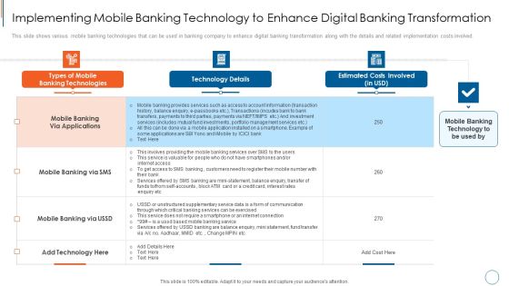 Implementing Mobile Banking Technology To Enhance Digital Banking Transformation Topics PDF Implementing Mobile Banking Technology To Enhance Digital Banking Transformation Topics PDF