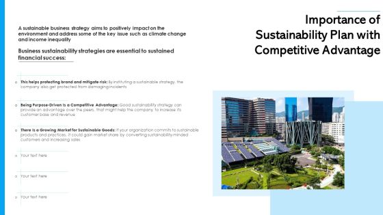 Importance Of Sustainability Plan With Competitive Advantage Ppt Outline Master Slide PDF