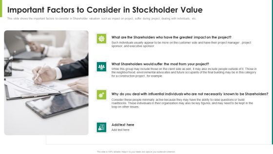 Important Factors To Consider In Stockholder Value Ppt Inspiration Outline PDF Important Factors To Consider In Stockholder Value Ppt Inspiration Outline PDF
