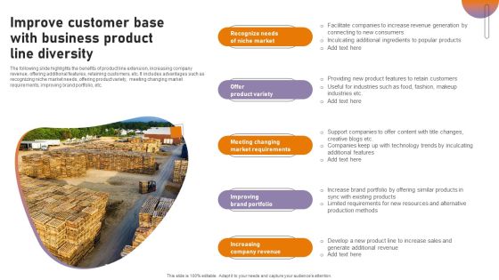 Improve Customer Base With Business Product Line Diversity Elements PDF Improve Customer Base With Business Product Line Diversity Elements PDF