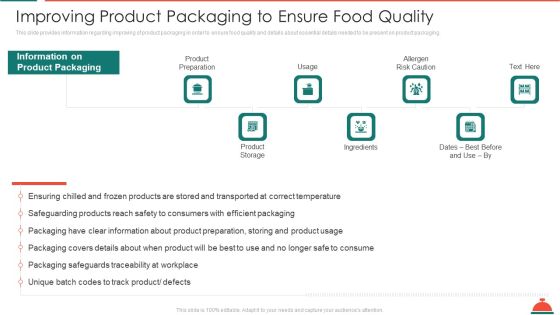 Improving Product Packaging To Ensure Food Quality Increased Superiority For Food Products Infographics PDF