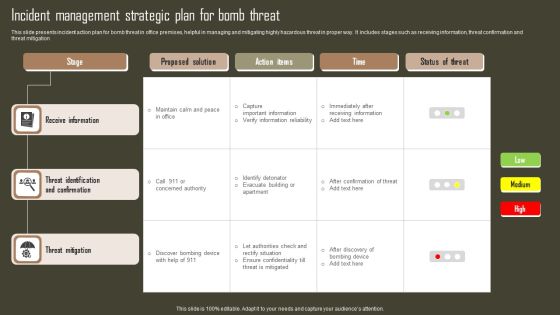 Incident Management Strategic Plan For Bomb Threat Slides PDF Incident Management Strategic Plan For Bomb Threat Slides PDF