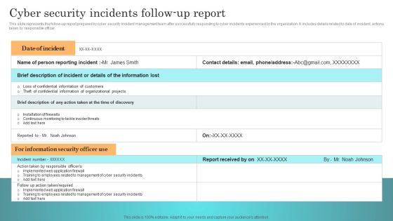 Incident Response Techniques Deployement Cyber Security Incidents Follow Up Report Template PDF Incident Response Techniques Deployement Cyber Security Incidents Follow Up Report Template PDF
