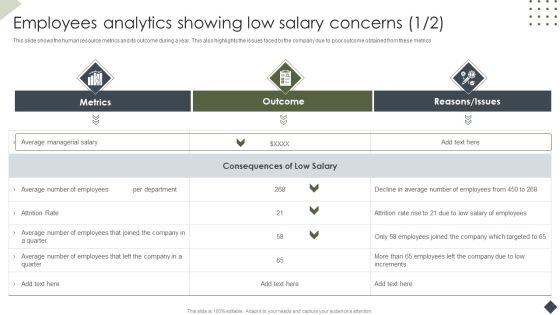 Income Assessment Document Employees Analytics Showing Low Salary Infographics PDF