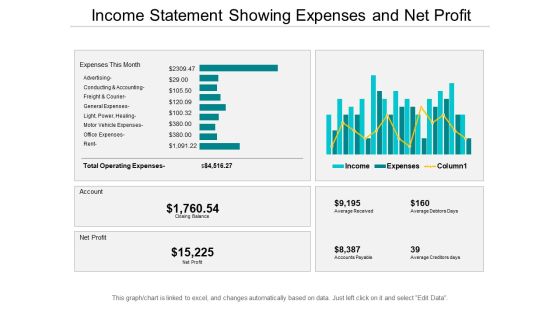 Income Statement Showing Expenses And Net Profit Ppt PowerPoint Presentation Slides Example