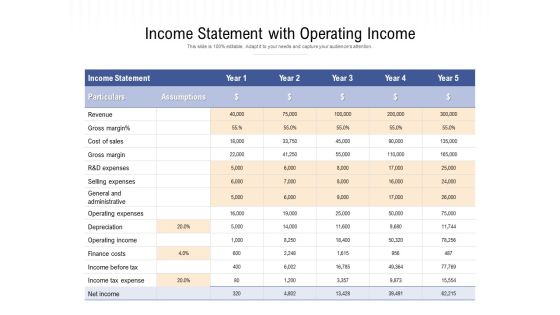 Income Statement With Operating Income Ppt PowerPoint Presentation Icon Inspiration PDF Income Statement With Operating Income Ppt PowerPoint Presentation Icon Inspiration PDF