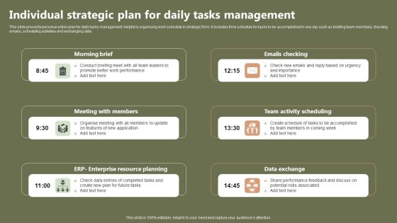 Individual Strategic Plan For Daily Tasks Management Ideas PDF Individual Strategic Plan For Daily Tasks Management Ideas PDF
