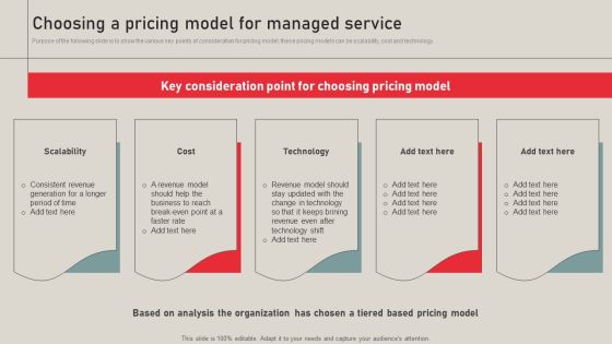Individualized Pricing Approach For Managed Services Choosing A Pricing Model Managed Service Elements PDF