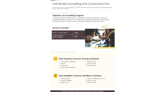 Individuals Counselling And Concerned Crisis One Pager Documents Individuals Counselling And Concerned Crisis One Pager Documents