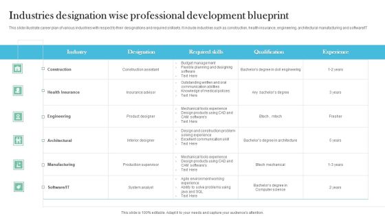 Industries Designation Wise Professional Development Blueprint Infographics PDF