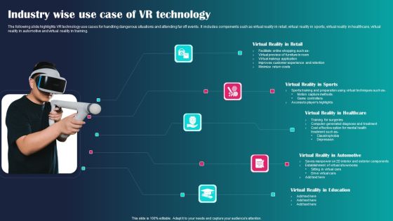 Industry Wise Use Case Of VR Technology Ppt Portfolio Design Inspiration PDF