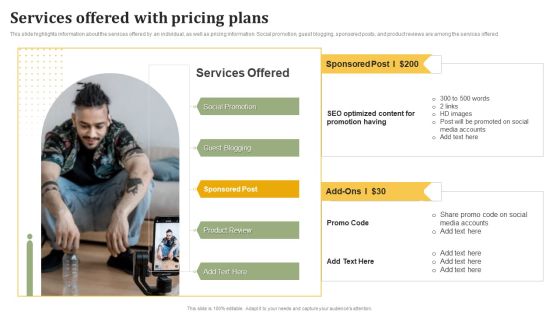 Influencer Advertising Toolkit Services Offered With Pricing Plans Download PDF