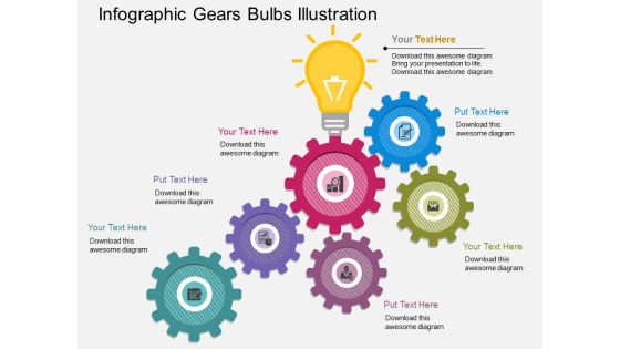 Infographic Gears Bulbs Illustration Powerpoint Template Infographic Gears Bulbs Illustration Powerpoint Template