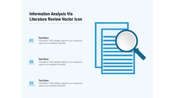 Information Analysis Via Literature Review Vector Icon Ppt PowerPoint Presentation Icon Ideas PDF