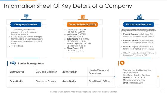 Information Sheet Of Key Details Of A Company Diagrams PDF Information Sheet Of Key Details Of A Company Diagrams PDF