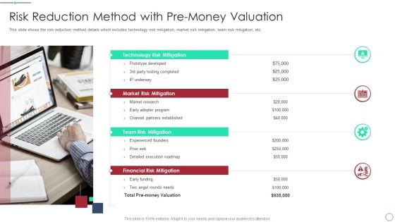 Initial Phase Investor Value For New Business Risk Reduction Method With Pre Money Valuation Pictures PDF Initial Phase Investor Value For New Business Risk Reduction Method With Pre Money Valuation Pictures PDF