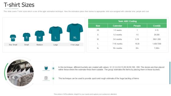Initiation To Agile Project Administration T Shirt Sizes Infographics PDF
