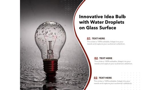 Innovative Idea Bulb With Water Droplets On Glass Surface Ppt PowerPoint Presentation Gallery Summary PDF