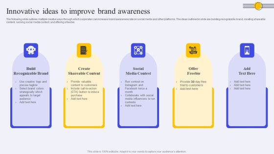 Innovative Ideas To Improve Brand Awareness Ppt PowerPoint Presentation File Background Images PDF Innovative Ideas To Improve Brand Awareness Ppt PowerPoint Presentation File Background Images PDF
