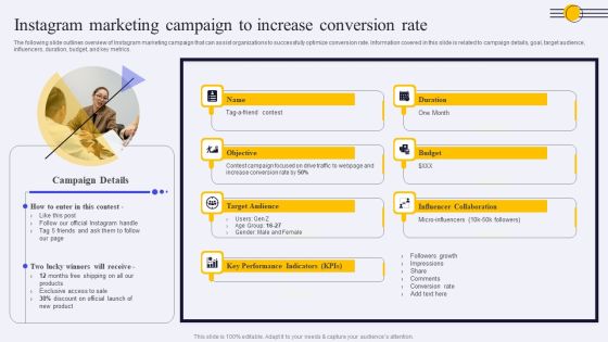 Instagram Marketing Campaign To Increase Conversion Rate Ppt PowerPoint Presentation Diagram PDF Instagram Marketing Campaign To Increase Conversion Rate Ppt PowerPoint Presentation Diagram PDF