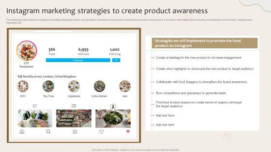 Instagram Marketing Strategies To Create Product Awareness Launching New Beverage Product Introduction PDF