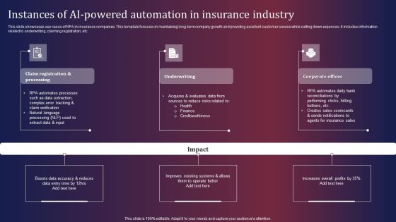 Instances Of AI Powered Automation In Insurance Industry Portrait PDF Instances Of AI Powered Automation In Insurance Industry Portrait PDF
