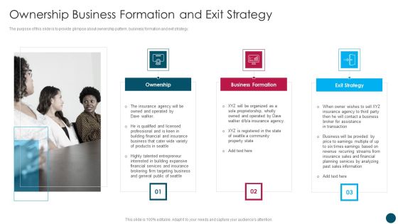 Insurance And Financial Product Ownership Business Formation And Exit Strategy Summary PDF Insurance And Financial Product Ownership Business Formation And Exit Strategy Summary PDF