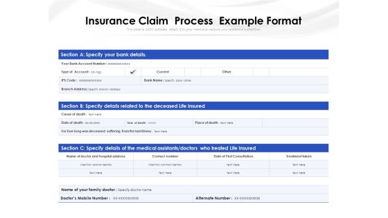 Insurance Claim Process Example Format Ppt PowerPoint Presentation Infographics Template Insurance Claim Process Example Format Ppt PowerPoint Presentation Infographics Template