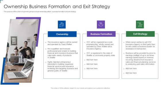 Insurance Company Business Plan Ownership Business Formation And Exit Strategy Slides PDF Insurance Company Business Plan Ownership Business Formation And Exit Strategy Slides PDF