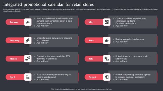 Integrated Promotional Calendar For Retail Stores Portrait PDF