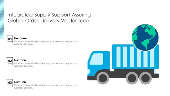 Integrated Supply Support Assuring Global Order Delivery Vector Icon Ppt Show Slides PDF